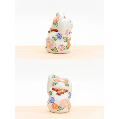 Kutani Ware Maneki Neko Both Hands Raised Lucky Cat 12cm Japanese Traditional Craft Fortune Decor