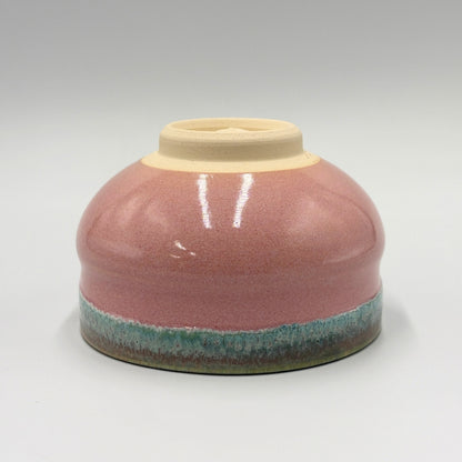 Japanese Kiyomizu-yaki Matcha Bowl Pink Oribe Chawan Handcrafted Ceramic Tea Ceremony