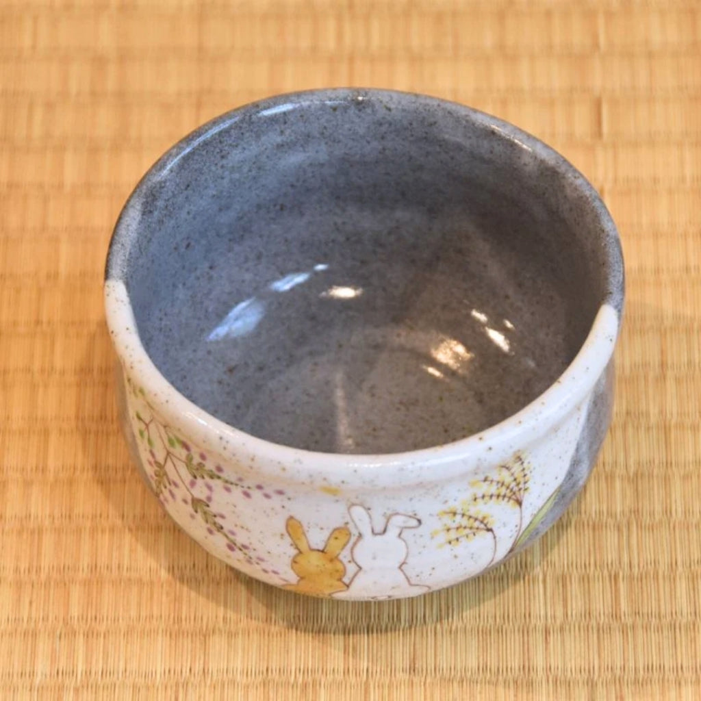 Japanese Handpainted Rabbit Rice Bowl | Ceramic Dinnerware 11cm | Hidamari Usagi Collection