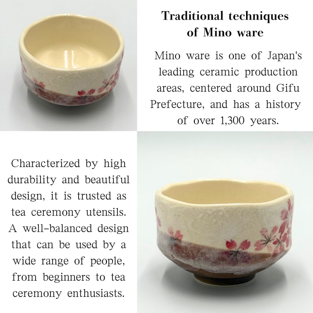 Mini Matcha Bowl Heian Sakura Red – Japanese Chawan, Cherry Blossom Design, Mino Ware, Handmade in Japan