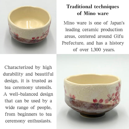 Mini Matcha Bowl Heian Sakura Red – Japanese Chawan, Cherry Blossom Design, Mino Ware, Handmade in Japan