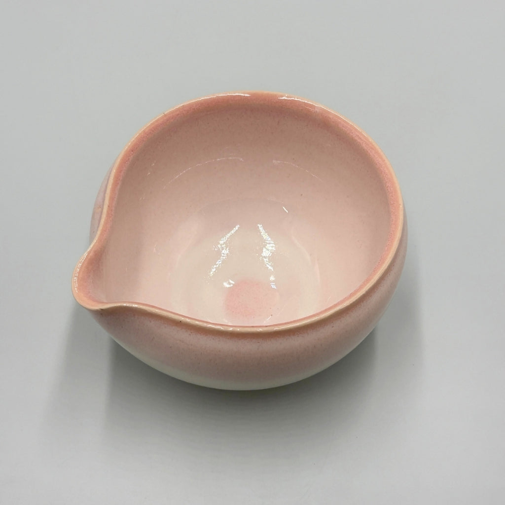 Japanese Ceramic Matcha Bowl Pink Katakuchi Pouring Spout | Handcrafted in Japan