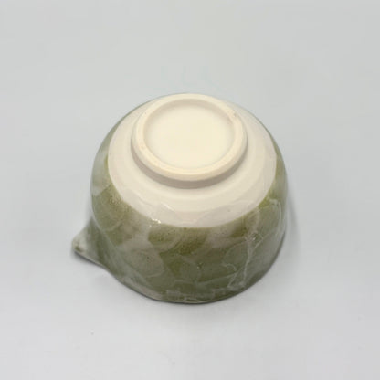 Japanese Mino Ware Green Shino Katakuchi Matcha Bowl Handcrafted Ceramic Tea Bowl Made in Japan