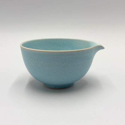 Japanese Mino Ware Matcha Bowl Blue Nagashi Katakuchi Pottery Handcrafted Tea Ceremony