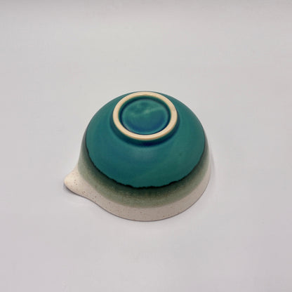 Japanese Mino Ware Turquoise Blue Katakuchi Matcha Bowl Handcrafted Ceramic Tea Cup Made in Japan