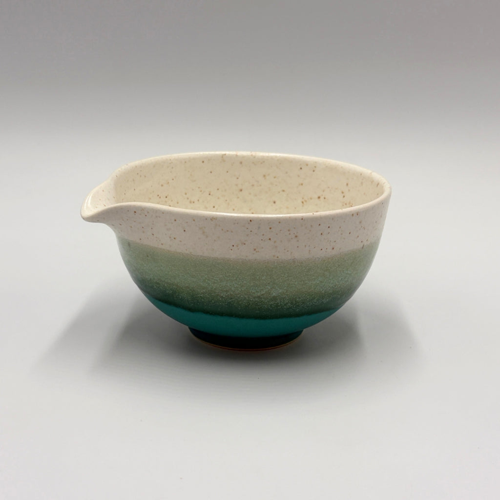 Japanese Mino Ware Turquoise Blue Katakuchi Matcha Bowl Handcrafted Ceramic Tea Cup Made in Japan