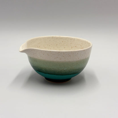 Japanese Mino Ware Turquoise Blue Katakuchi Matcha Bowl Handcrafted Ceramic Tea Cup Made in Japan
