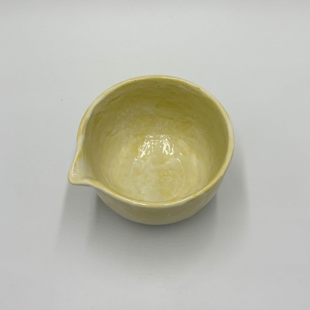 Japanese Mino Ware Ki-Shino Tataki Katakuchi Matcha Bowl Handcrafted Ceramic Tea Cup Japan Made