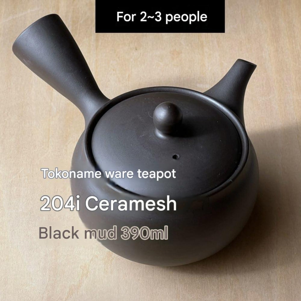 【made in japan】
Tokoname Teapot 204i with Ceramic Strainer - Seramash Black Clay, 400ml Japanese Made - Ideal for Freshly Brewed Tea Lovers!