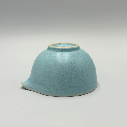 Japanese Mino Ware Matcha Bowl Blue Nagashi Katakuchi Pottery Handcrafted Tea Ceremony