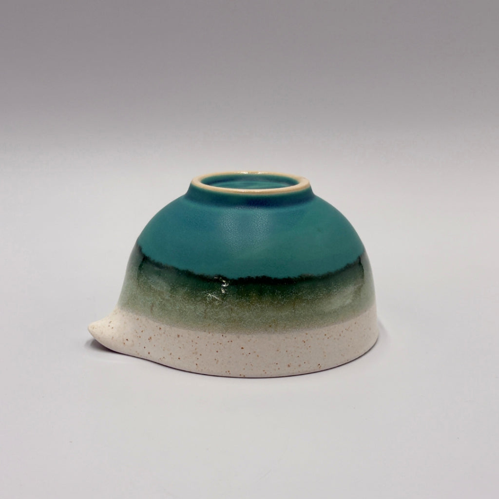 Japanese Mino Ware Turquoise Blue Katakuchi Matcha Bowl Handcrafted Ceramic Tea Cup Made in Japan