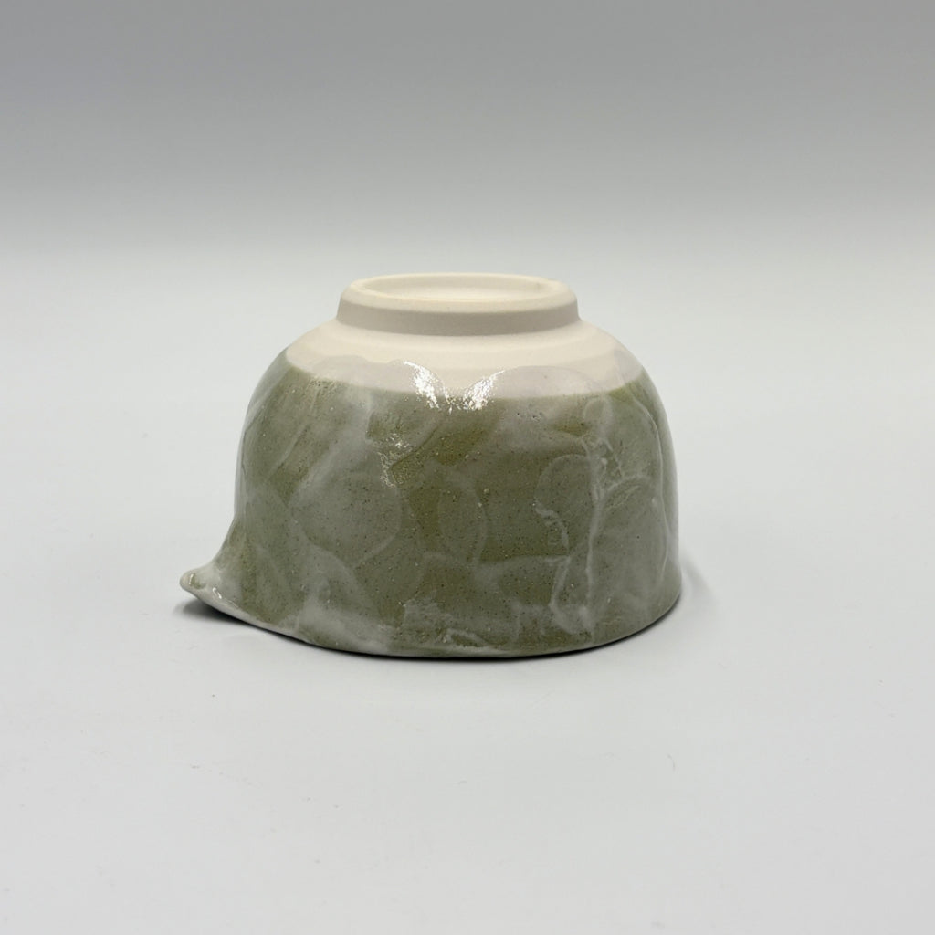 Japanese Mino Ware Green Shino Katakuchi Matcha Bowl Handcrafted Ceramic Tea Bowl Made in Japan