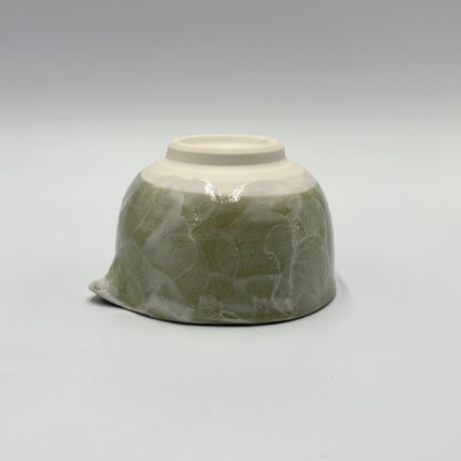 Japanese Mino Ware Green Shino Katakuchi Matcha Bowl Handcrafted Ceramic Tea Bowl Made in Japan