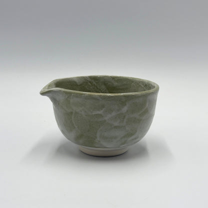 Japanese Mino Ware Green Shino Katakuchi Matcha Bowl Handcrafted Ceramic Tea Bowl Made in Japan