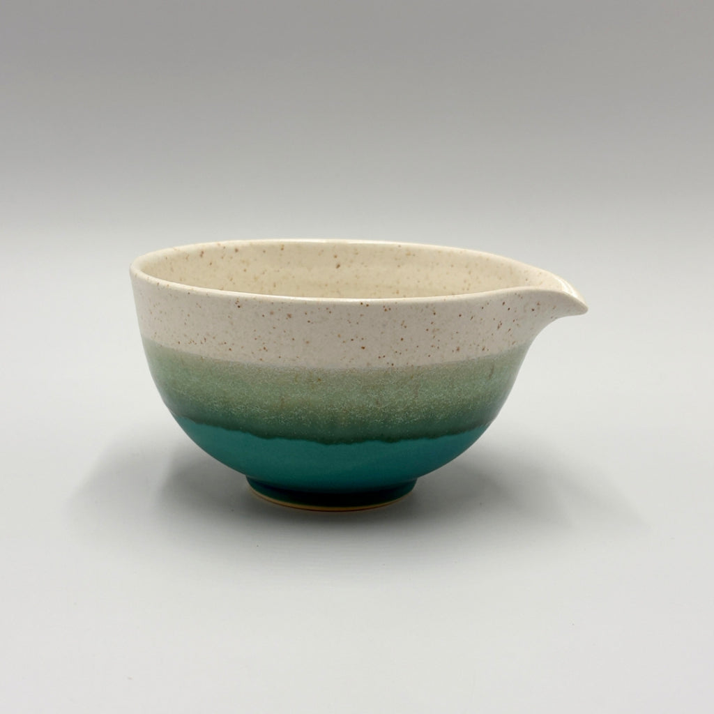 Japanese Mino Ware Turquoise Blue Katakuchi Matcha Bowl Handcrafted Ceramic Tea Cup Made in Japan