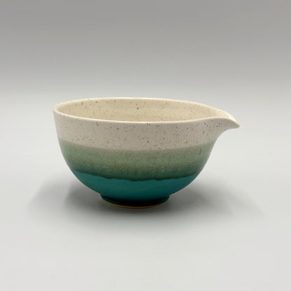 Japanese Mino Ware Turquoise Blue Katakuchi Matcha Bowl Handcrafted Ceramic Tea Cup Made in Japan