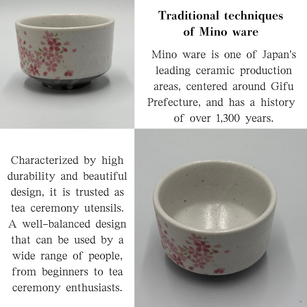 Matcha Bowl Sakura Shizuku Red – Japanese Chawan Tea Cup, Mino Ware, Handmade Spring Blossom Glaze, Made in Japan