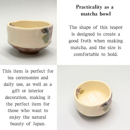 Mini Matcha Bowl Hydrangea Design – Japanese Chawan Mino Ware, Handmade Tea Cup, Made in Japan