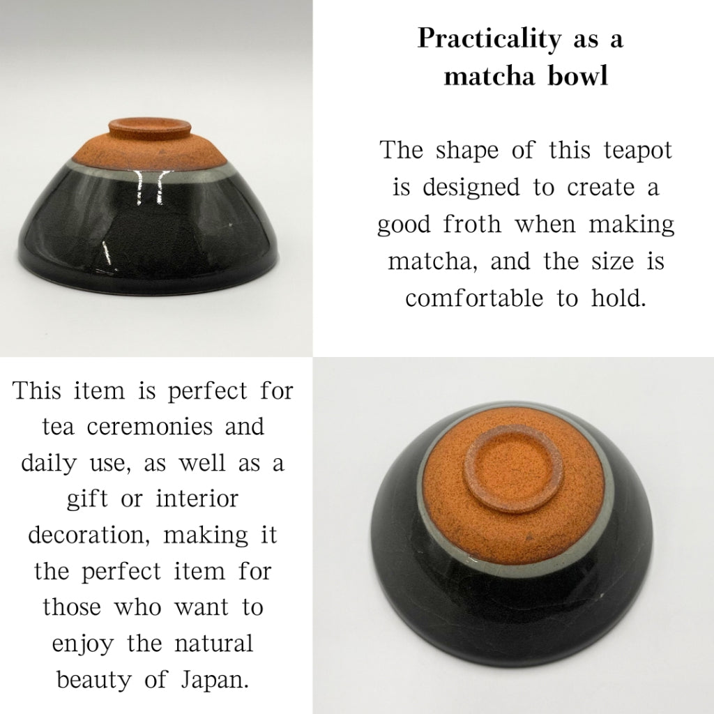 Matcha Bowl Crackle Grey Hiragata – Japanese Flat Chawan, Mino Ware, Handmade Ceramic Tea Bowl, Made in Japan