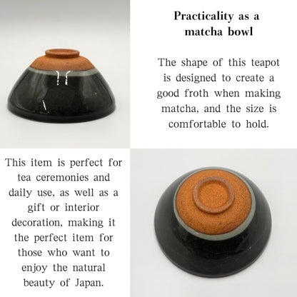 Matcha Bowl Crackle Grey Hiragata – Japanese Flat Chawan, Mino Ware, Handmade Ceramic Tea Bowl, Made in Japan
