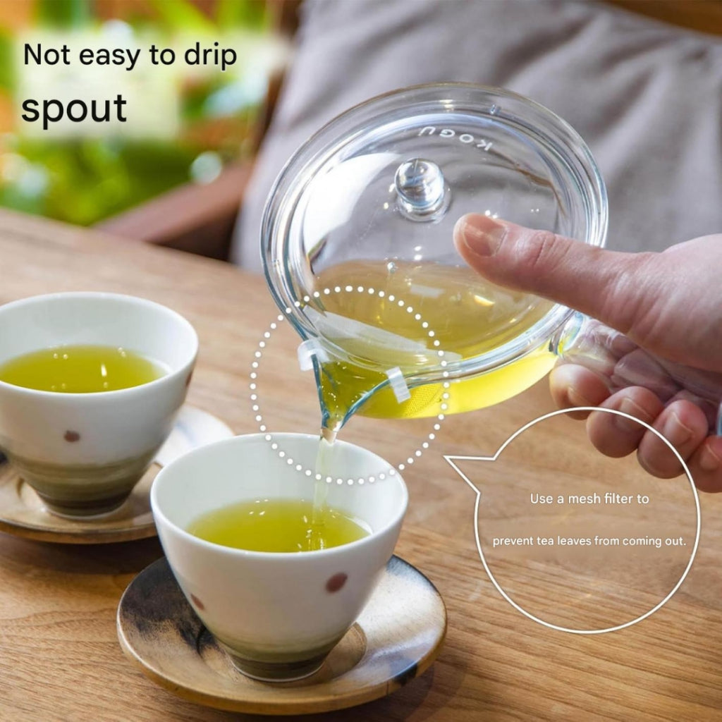 KOGU Tea Infuser, Unbreakable Teapot 260ml [Made in Japan], Dishwasher Safe, Made of Resin, Glass-Like Transparency, Lightweight, with Strainer, Graduated Measurements, Perfect for Outdoor Camping, Tea, and Black Tea, Stylish Gift, Present, Tsunan City Sa
