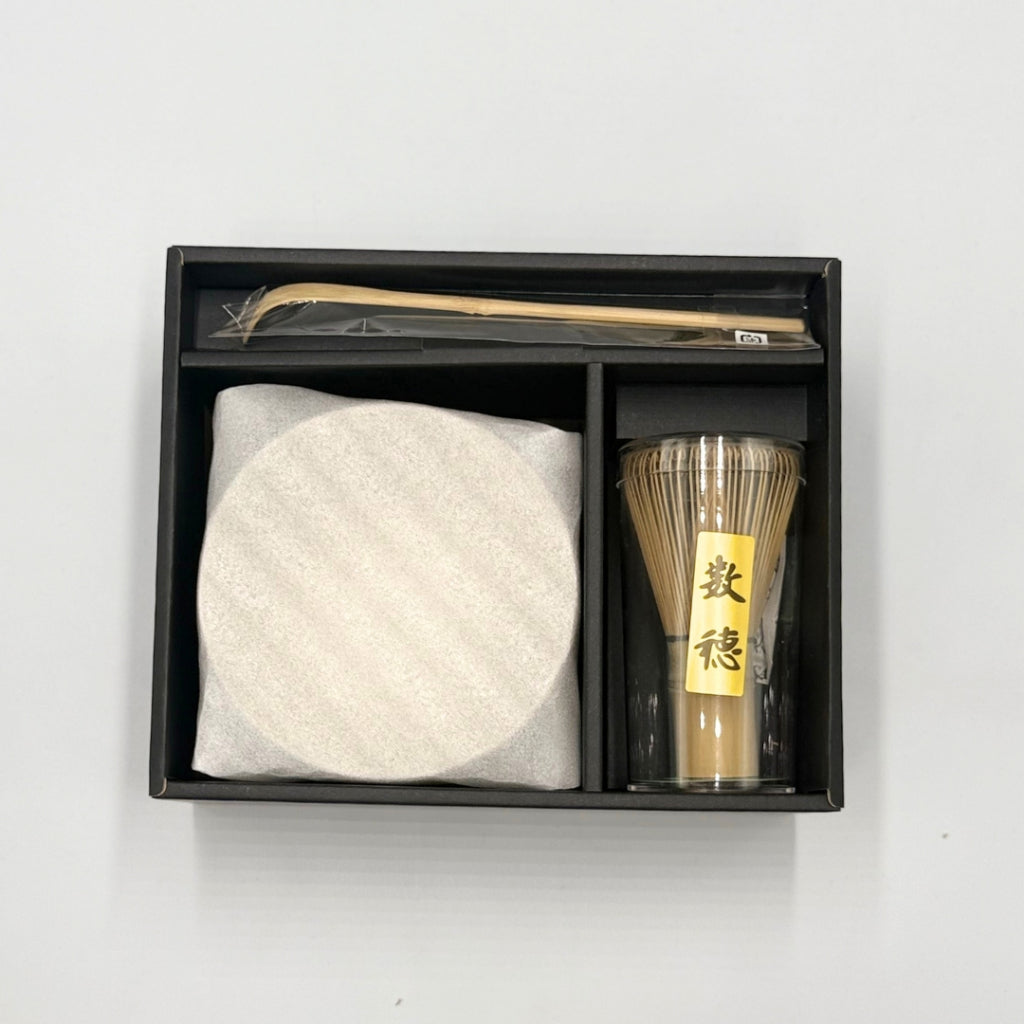 Matcha bowl set (outer box, tea whisk, tea scoop) - 3-piece set, chasen, chashaku, made in Japan
