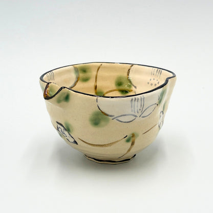 Japanese Ceramic Lattice Floral Pouring Bowl 4.0 Small Bowl Handcrafted Pottery Tableware