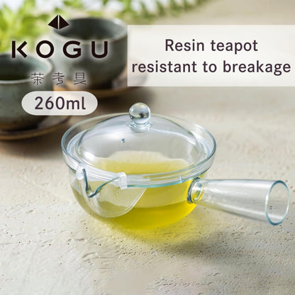 KOGU Tea Infuser, Unbreakable Teapot 260ml [Made in Japan], Dishwasher Safe, Made of Resin, Glass-Like Transparency, Lig