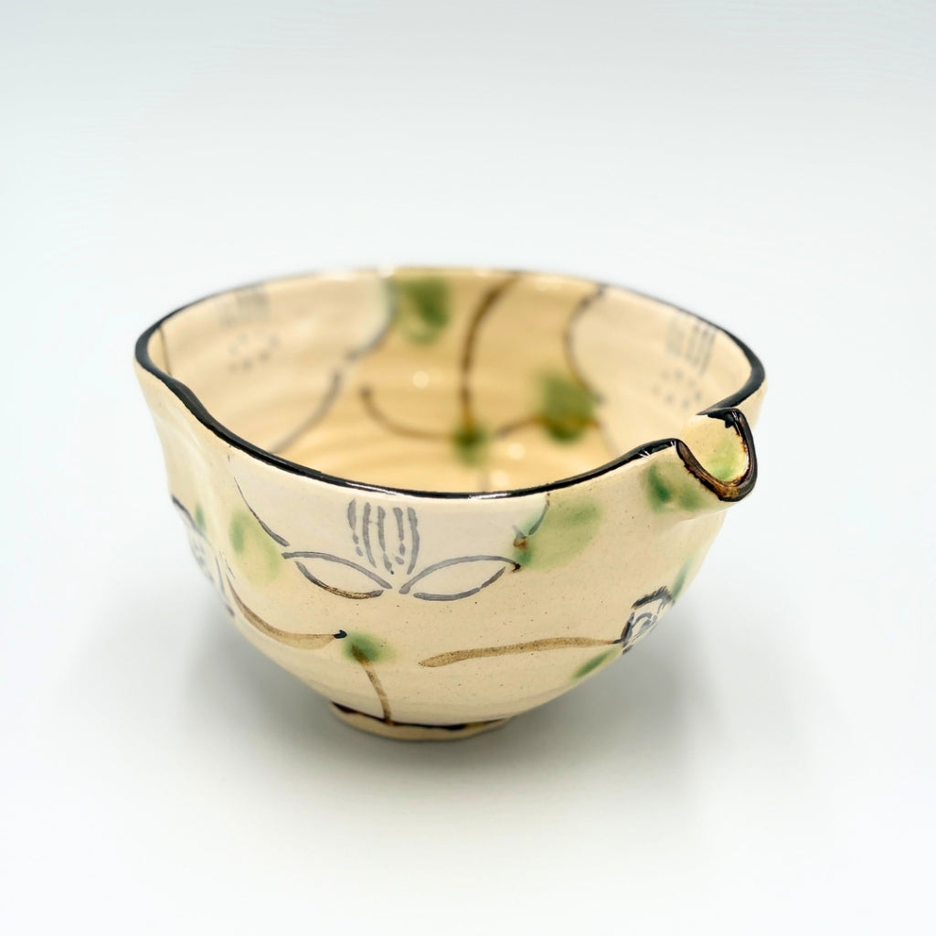 Japanese Ceramic Lattice Floral Pouring Bowl 4.0 Small Bowl Handcrafted Pottery Tableware