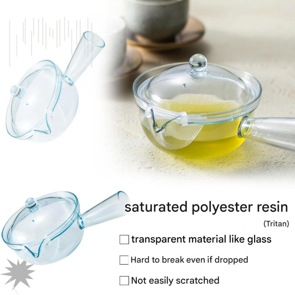 KOGU Tea Infuser, Unbreakable Teapot 260ml [Made in Japan], Dishwasher Safe, Made of Resin, Glass-Like Transparency, Lightweight, with Strainer, Graduated Measurements, Perfect for Outdoor Camping, Tea, and Black Tea, Stylish Gift, Present, Tsunan City Sa