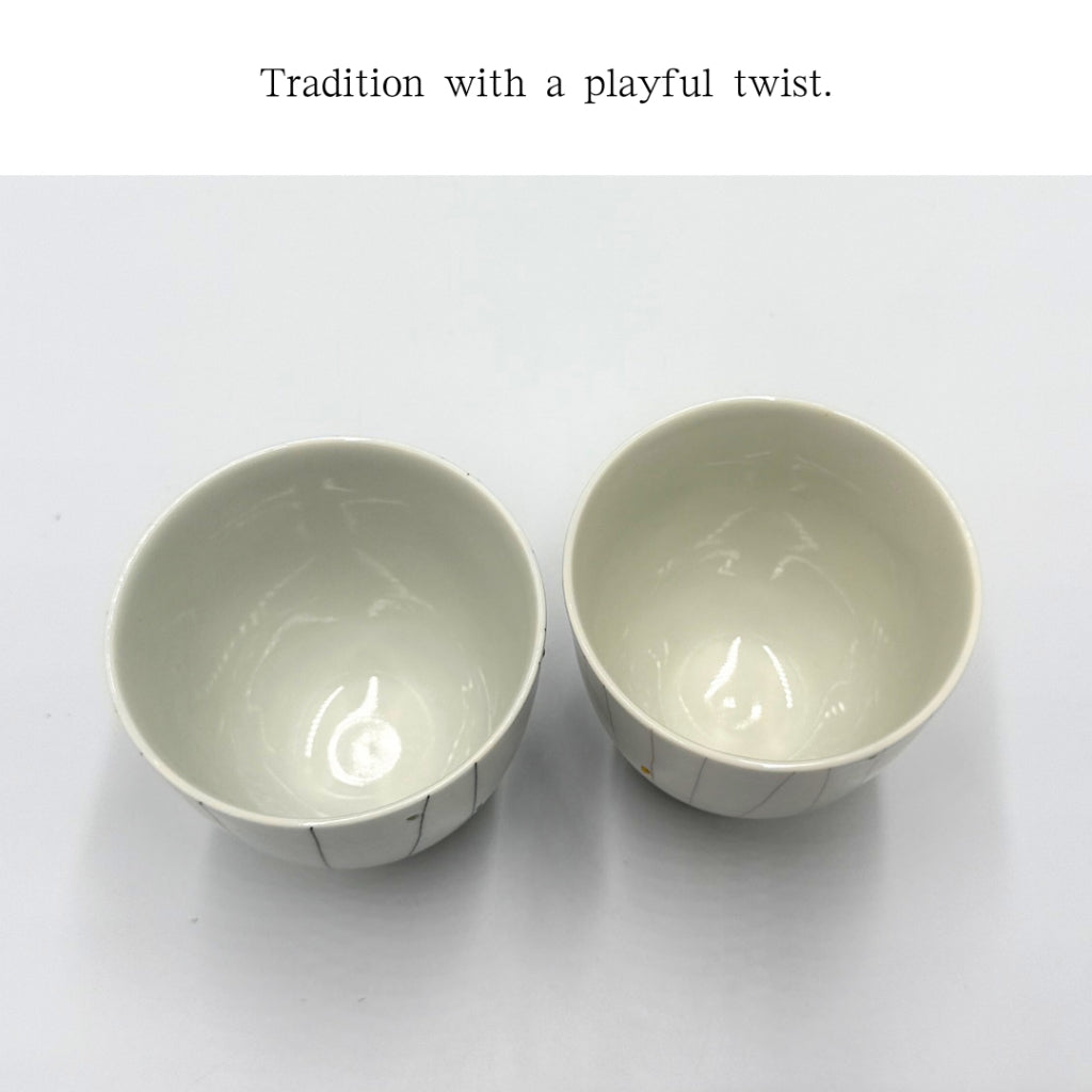 Hasami Ware Dot Line Yunomi Cup Set – Small Red Japanese Tea Cups, Hand-Painted Porcelain, Made in Japan