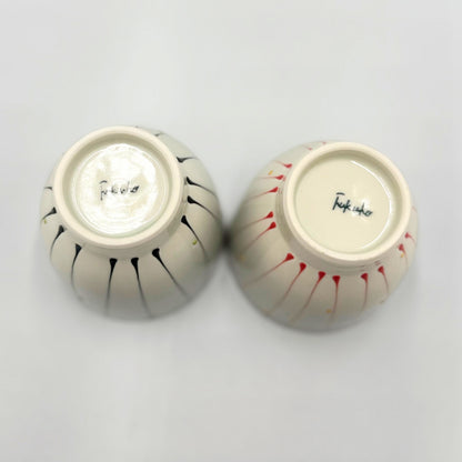 Hasami Ware Dot Line Yunomi Cup Set – Small Red Japanese Tea Cups, Hand-Painted Porcelain, Made in Japan