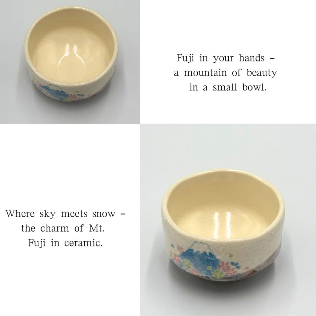 Mini Matcha Bowl Mount Fuji Design – Japanese Chawan Tea Cup, Mino Ware, Handcrafted, Made in Japan