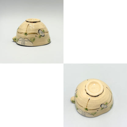 Japanese Ceramic Lattice Floral Pouring Bowl 4.0 Small Bowl Handcrafted Pottery Tableware