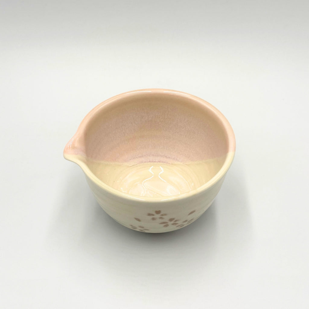 Kasumi Sakura Katakuchi Matcha Bowl Mino Ware Japanese Ceramic Tea Bowl Handcrafted in Japan