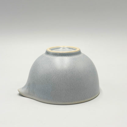Japanese Mino Ware Katakuchi Matcha Bowl Grey Crystal Glaze | Pour Spout Tea Bowl Made in Japan