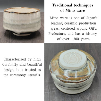 Matcha tea bowl, Unkasu, Mino ware, Made in Japan mino007