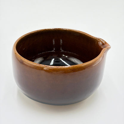 Aizu Hongouyaki Katakuchi Pouring Bowl Amber Glaze | Handmade Japanese Ceramic Pottery 400ml