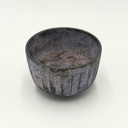 Kiyomizu-yaki Matcha Bowl Purple Glaze Sogi Pattern Japanese Tea Ceremony Chawan Handcrafted Kyoto