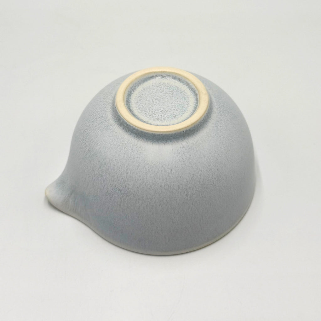 Japanese Mino Ware Katakuchi Matcha Bowl Grey Crystal Glaze | Pour Spout Tea Bowl Made in Japan