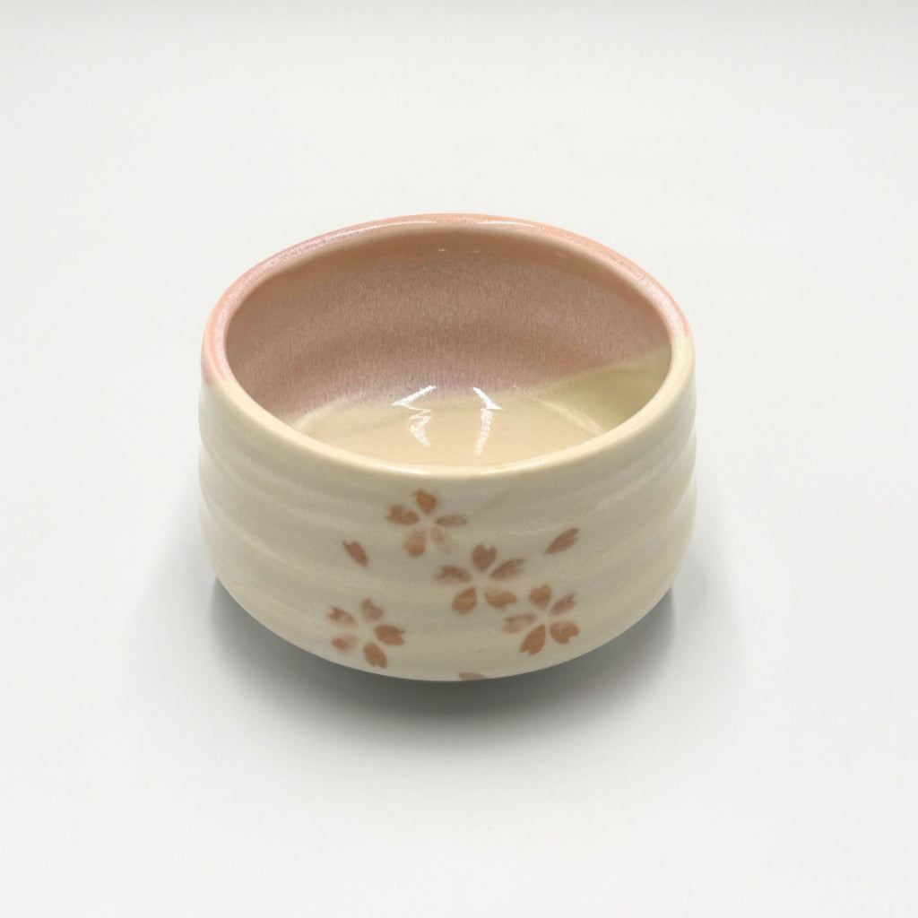 Kasumi Sakura Matcha Bowl, Mino Ware, Japanese Ceramic Chawan, Handcrafted for Tea Ceremony, Made in Japan