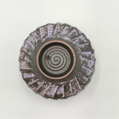 Kiyomizu-yaki Matcha Bowl Purple Glaze Sogi Pattern Japanese Tea Ceremony Chawan Handcrafted Kyoto