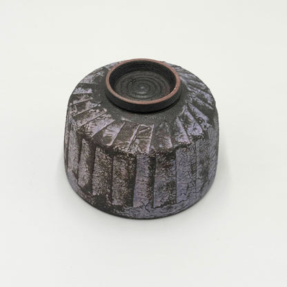 Kiyomizu-yaki Matcha Bowl Purple Glaze Sogi Pattern Japanese Tea Ceremony Chawan Handcrafted Kyoto