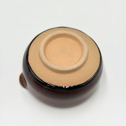 Aizu Hongouyaki Katakuchi Pouring Bowl Amber Glaze | Handmade Japanese Ceramic Pottery 400ml