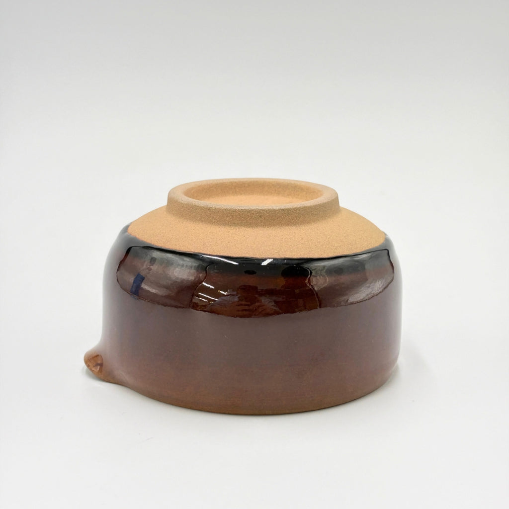 Aizu Hongouyaki Katakuchi Pouring Bowl Amber Glaze | Handmade Japanese Ceramic Pottery 400ml