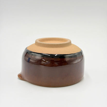 Aizu Hongouyaki Katakuchi Pouring Bowl Amber Glaze | Handmade Japanese Ceramic Pottery 400ml