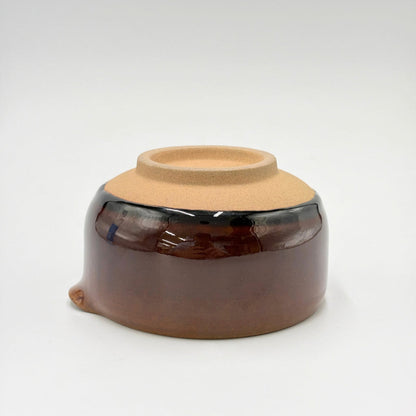 Aizu Hongouyaki Katakuchi Pouring Bowl Amber Glaze | Handmade Japanese Ceramic Pottery 400ml