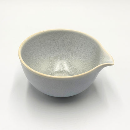 Japanese Mino Ware Katakuchi Matcha Bowl Grey Crystal Glaze | Pour Spout Tea Bowl Made in Japan