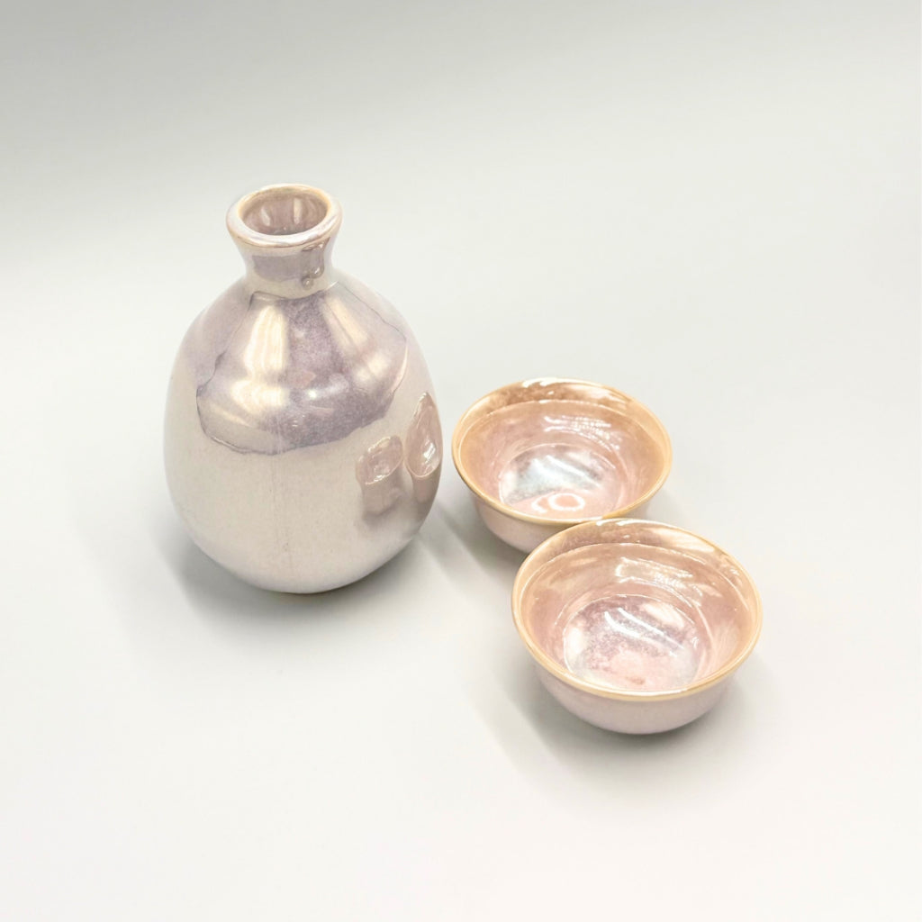 Hakko Sai Japanese Sake Set Mino Ware Tokkuri & Cups Ceramic Made in Japan Gift
