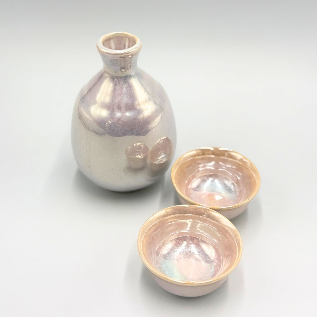 Hakko Sai Japanese Sake Set Mino Ware Tokkuri & Cups Ceramic Made in Japan Gift